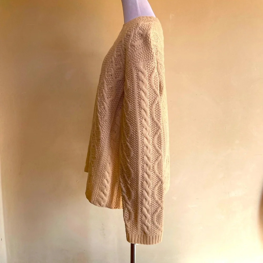 J.CREW Handknit Soft Heavy Preppy 100% Lambs Wool Cable Knit Sweater Men’s Sz XL - Picture 5 of 10